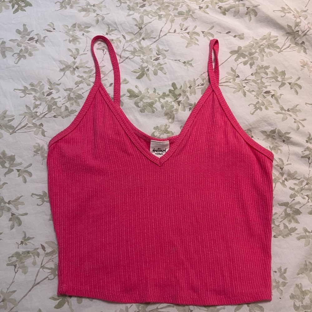 Vibrant Pink Ribbed Crop Camisole